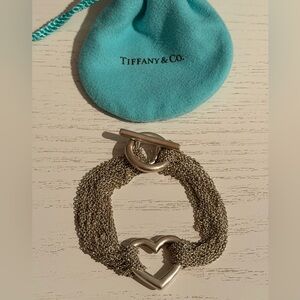 Tiffany & Co. Silver Mesh Heart Bracelet with toggle